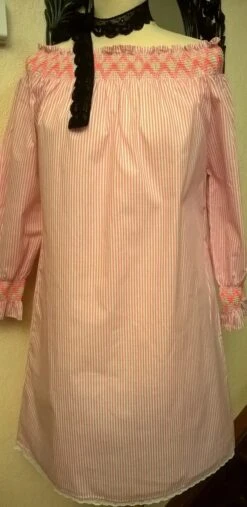 Robe Courte En Coton Et Viscose à Rayures Blanc Et Rose -Éclat Boutique 782188 robe courte en coton et viscose a rayures blanc et rose 4
