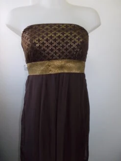 Robe De Soirée Longue En Jersey Et Mousseline Marron -Éclat Boutique 827437 robe de soiree longue en jersey et mousseline marron 4