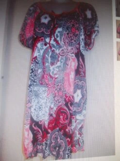 Robe D'étè Grande Taille Xl /44/46 En Coton Lycra Multicolore Petites Manches Longueur 93 Cm. -Éclat Boutique 827600 robe d ete grande taille xl 42 44 46 en lycra multicolore 1