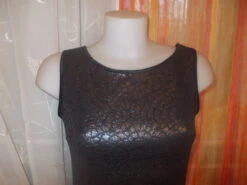 -robe De Soirée/ Reveillon Courte En Jersey Noir A Motifs Brillants Sans Manches Taille 38 Longueur 83 Cm. -Éclat Boutique 827661 robe de soiree reveillon courte en jersey noir a motif 3