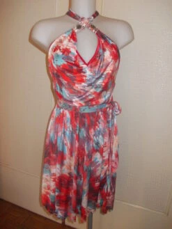 -robe Tunique Mi Longue En Jersey-lycra Multicolore Sans Manches Taille 38/40 Longueur De 97 Cms. -Éclat Boutique 827689 robe tunique mi longue en jersey lycra multicolore sans 5