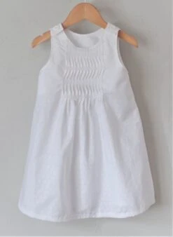 Robe Chasuble Trapèze Coton Blanc Ajouré - 4 Ans