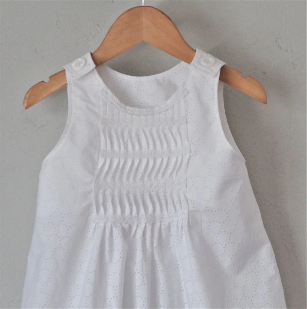 Robe Chasuble Trapèze Coton Blanc Ajouré - 4 Ans 2 Robe Chasuble Trapèze Coton Blanc Ajouré - 4 Ans – Image 2