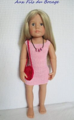 Tenue Pour Poupée Götz 50 Cm, Robe, Sac Et Collier