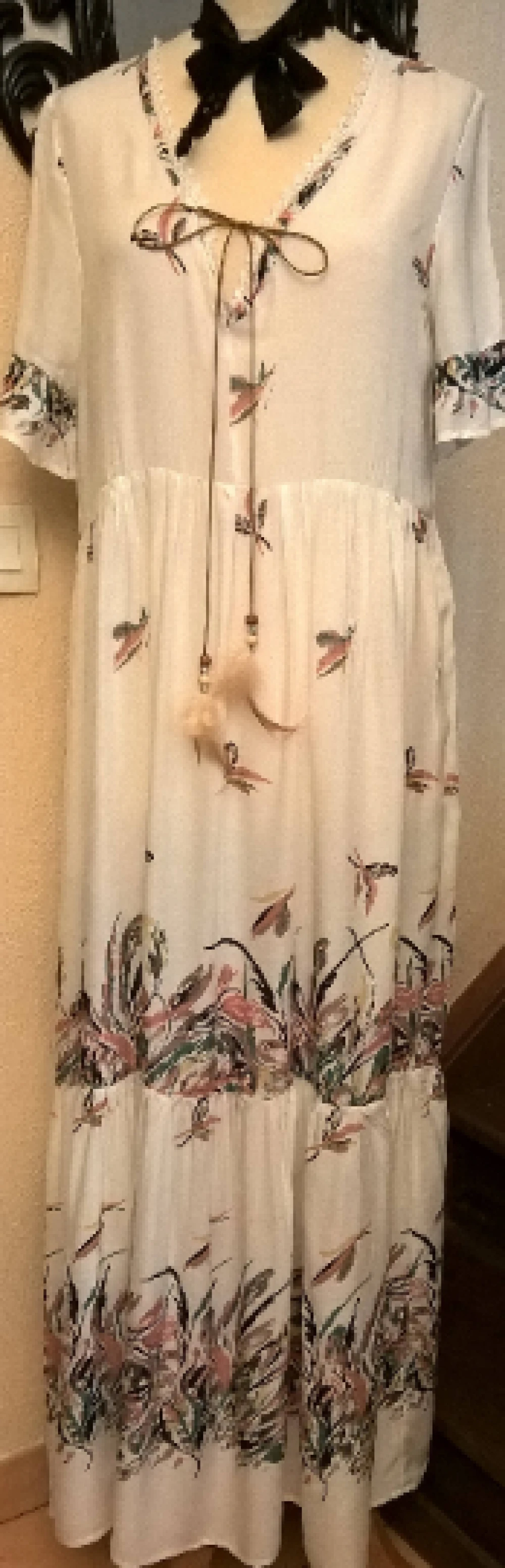 Robe Longue,en Coton Et Viscose,tissu Imprimée,robe Femme,fille,cadeau Femme,cadeau Fille,vêtements 3 Robe Longue,en Coton Et Viscose,tissu Imprimée,robe Femme,fille,cadeau Femme,cadeau Fille,vêtements – Image 3