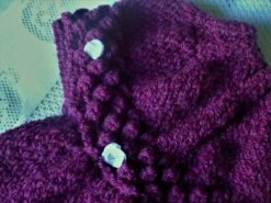 Ensemble Layette Au Tricot,robe Et Chaussons,coloris Prune,taille 3 Mois. -Éclat Boutique product 5d88951b263e4 3