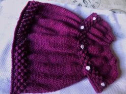 Ensemble Layette Au Tricot,robe Et Chaussons,coloris Prune,taille 3 Mois. -Éclat Boutique product 5d88951b263e4 6