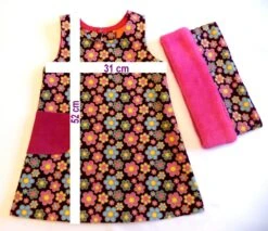 Robe Fillette Et Snood Assorti , En Velours Mille-raies à Fleurs Multicolores, Robe Doublée . -Éclat Boutique product 5dffd92bca421 2