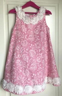 Robe Chasuble Trapèze En Velours Imprimé Rose - 6 Ans