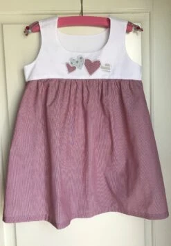 Robe Chasuble Froncée Rayures Rouges Et Blanches - 3 Ans