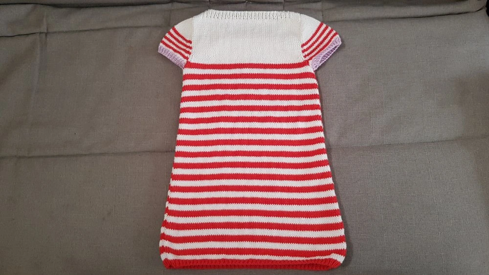 Robe D'été Pour Fille En Coton Façon Marinière Tricotée Main 2 Robe D'été Pour Fille En Coton Façon Marinière Tricotée Main – Image 2