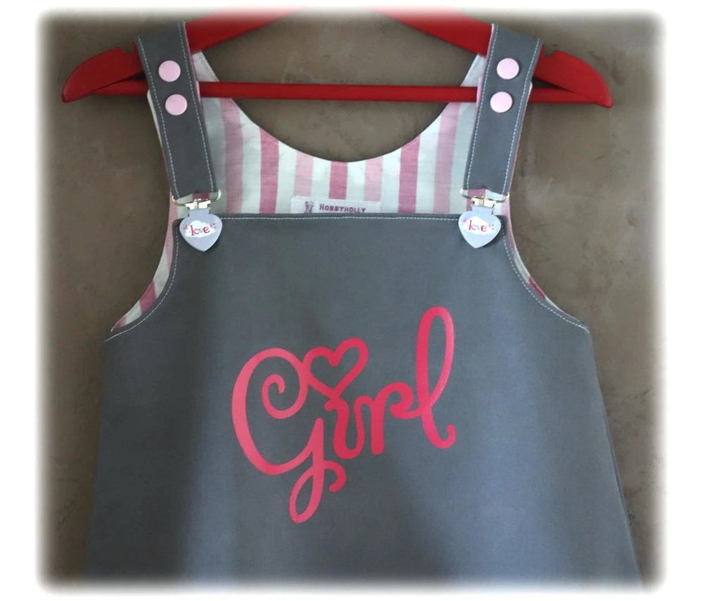 Robe à Bretelles En Coton Gris/rose - 4 Ans 2 Robe à Bretelles En Coton Gris/rose - 4 Ans – Image 2