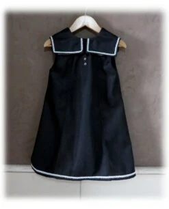 Robe Chasuble Trapèze En Jean Noir - 8 Ans