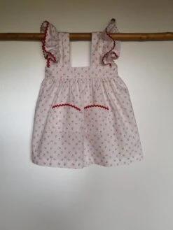 Ensemble Robe Blanche à Fleurs, Culotte Bouffante, Cadeau Naissance 6-9 Mois