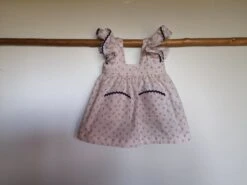 Ensemble Robe Blanche à Fleurs, Béguin Et Culotte Bouffante, Cadeau Naissance 3- 6 Mois