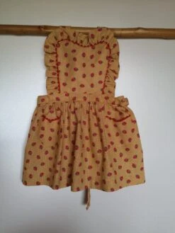 Ensemble Robe Jaune Motif Fraises Et Culotte Bouffante, Cadeau Naissance 6 -9 Mois