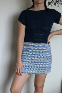 Robe Tunique Degradé De Bleus Au Crochet