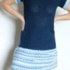 Robe Crochet Degradé De Bleus Manches Courtes