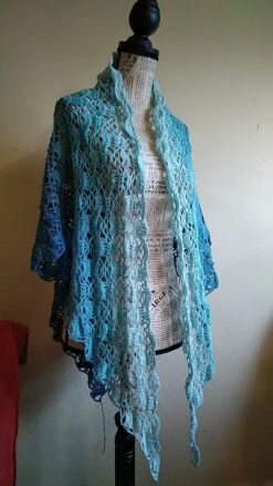 Châle étole Robe été Coton Bleu Dégradé Dentelle