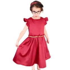 Robe De Noël Enfant Satin Rouge Personnalisable, Robe Petite Fille Demoiselle D Honneur, Baptême En Satin . -Éclat Boutique product 6168282d2ffb1 3
