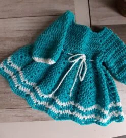 Robe Bebe Turquoise Crochetée A La Main -Éclat Boutique product 622cd6492a922 3