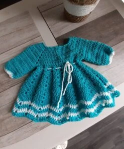 Robe Bebe Turquoise Crochetée A La Main -Éclat Boutique product 622cd6492a922 4