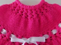 Robe Rose Bébé Tricotée Main , Taille 3 / 6 Mois. -Éclat Boutique product 628b5223b6986 4