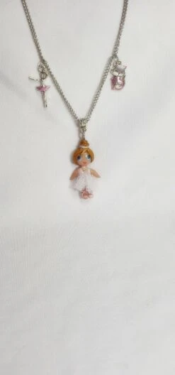 Collier Fille Ballerine Pâte Polymère Et Fimo, Tutu En Tulle, Pendentif Robe De Ballet