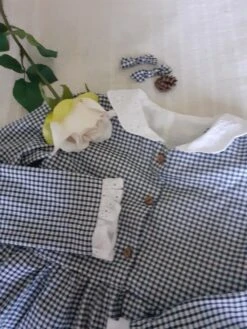 Robe Petite Fille Coton Vichy Manches Longues, Robe Retro Pour Enfant Col Claudine -Éclat Boutique product 6349383c6d3b2 4