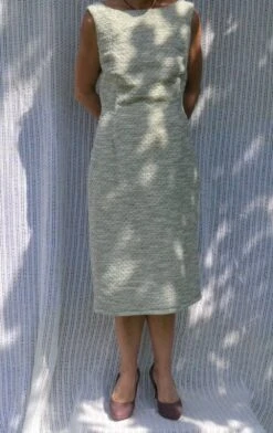 Robe Longue Manches Courtes Gris Clair