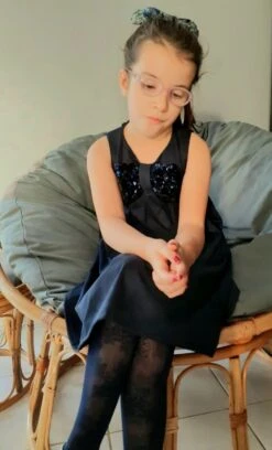 Robe De Fêtes Enfants Sequins Et Suédine Bleu Nuit, Robe Enfant Cortege Hiver.