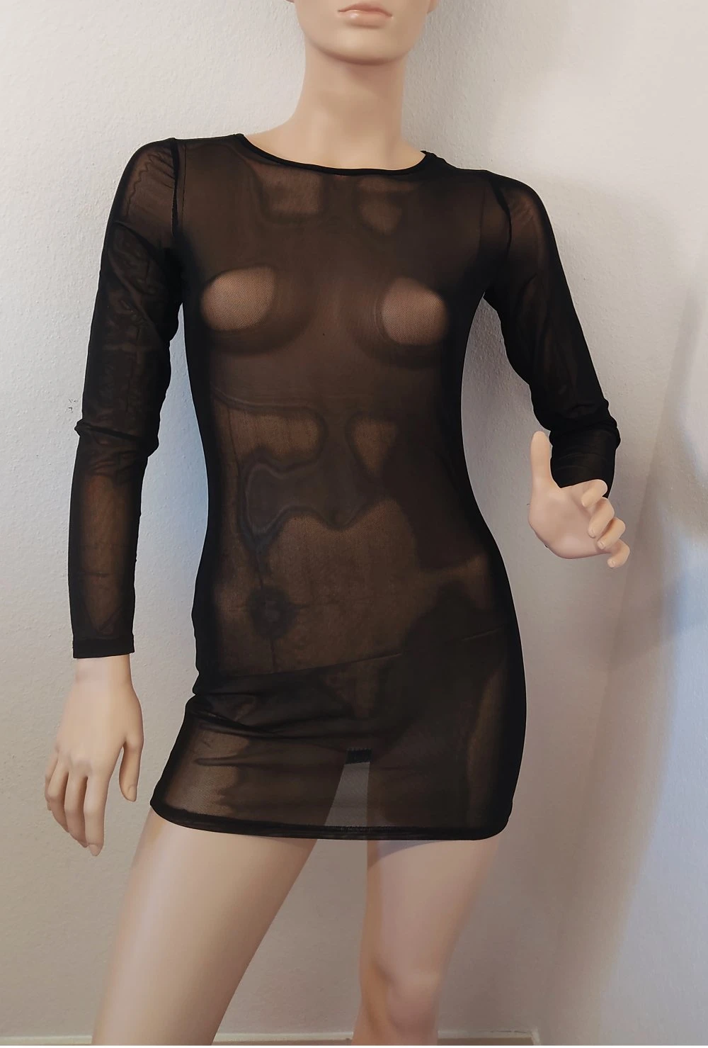 Robe Courte Transparente Noir 2 Robe Courte Transparente Noir – Image 2