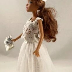 Vêtements Pour Poupée Barbie - "robe De Mariée Broderie Anglaise Et Tulle" -Éclat Boutique product 63e4c0683eabf 3