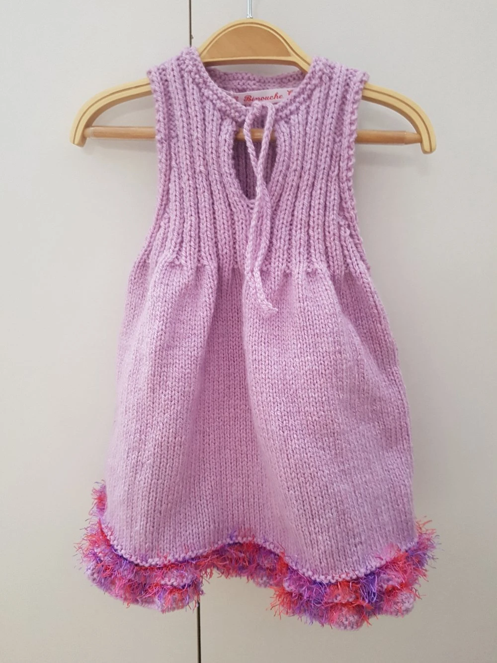 Robe Rose Sans Manche Pour Bébé Et Fille, Au Tricot, Fait à La Main, Plusieurs Tailles 2 Robe Rose Sans Manche Pour Bébé Et Fille, Au Tricot, Fait à La Main, Plusieurs Tailles – Image 2