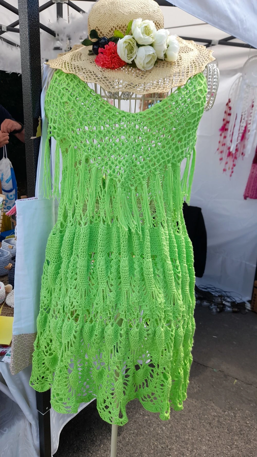 Robe Dos Nu Boheme ,vert Anis,pour La Plage 1 Robe Dos Nu Boheme ,vert Anis,pour La Plage