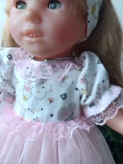 Robe Tulle Rose Et Bandeau Poupée De 36 Cm Jersey Coton Oeko-tex Et Tulle Rose Fait Main -Éclat Boutique product 6504c7b19531a 3