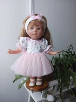 Robe Tulle Rose Et Bandeau Poupée De 36 Cm Jersey Coton Oeko-tex Et Tulle Rose Fait Main -Éclat Boutique product 6504c7b19531a 4